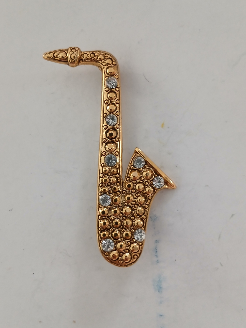 Gold Saxophone Rhinestone Brooch - Women Jewelry